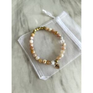 Lenny & Eva Natural Stone & Gold Tone Bead Stretch Stackable Bracelet